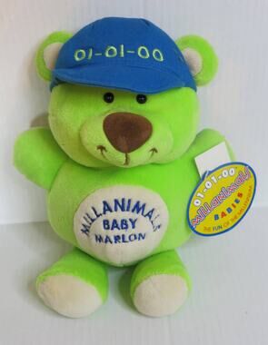 Commonwealth Y2K*NWT* MILLANIMALS Baby Marlon Teddy Bear 10" Green 01-01-00 Toy